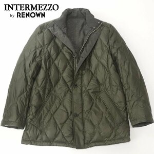 相場価格￥48,000- 美品 レナウン INTERMEZZO インターメッツォ リバーシブルー ダウンジャケット カーキ L キルティング 2WAY-