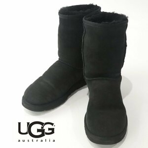 相場価格格￥18,100- 美品 箱付き UGG AUSTRALIA アグ CLASSIC SHORT II 5825 羊革 ムートン ショート ブーツ 黒 ブラック 26.0ｃｍ