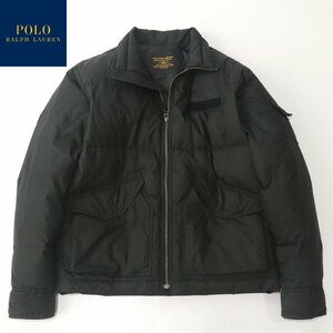 美品 POLO JEANS COMPANY RALPH LAUREN ポロジーンズ ラルフローレン フライト ダウンジャケット 黒 ブラック L ブルゾン メンズ-