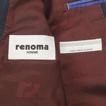 美品 日本製 renoma HOMME レノマオム SPARKLE BRIGHT 春秋 3ピース シングルスーツ ネイビー 紺 ストライプ JP:S-M オーダーメイド-_画像8