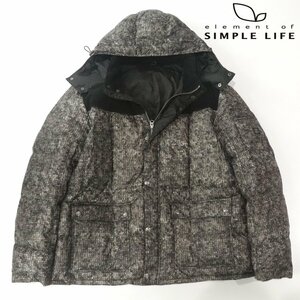 ビッグサイズ！ 相場価格￥45,800- 美品 SIMPLE LIFE シンプルライフ 転写プリント ニット柄 コーデュロイ切替 ダウンジャケット 4L/3XL