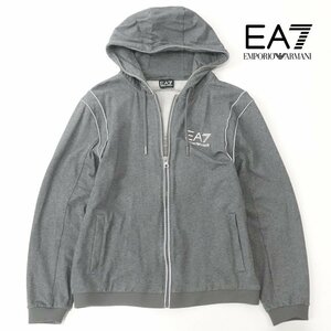 美品 ジョルジオ・アルマーニ EMPORO ARMANI EA7 コットンジャージ ジップアップ スウェット パーカ グレー L 【参考価格￥24,200-】