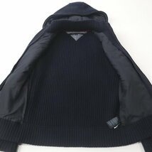 【温かい中綿入り】美品 TOMMY HILFIGER トミーヒルフィガー 肉厚 圧縮ニット フーディーブルゾン パーカ 紺 M 【参考価格￥36,300-】_画像4