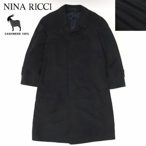 高級！ 相場価格20万円 美品 日本製 NINA RICCI ニナリッチ ビーバーウール カシミヤ100％ チェスターコート 黒 L ロング丈