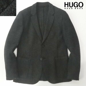 相場価格￥90,200- 美品 HUGO BOSS ヒューゴボス 圧縮ウール 2つボタン アンコンジャケット グレー 44 JP:S ブレザー ストレッチ