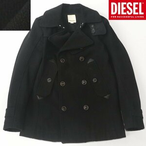 相場価格￥58,800- 美品 ルーマニア製 DIESEL ディーゼル WEGHY 0011V ミリタリー Pコート 黒 ブラック S ピーコート メンズ