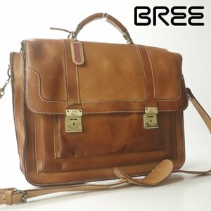 相場価格￥39,000- 美品 BREE ブリー Classic 牛ヌメ革 ベジタブルタンニン アンティークレザー 2WAY ショルダーバッグ ブラウン 鍵付き-