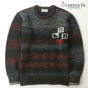 相場価格￥34,000- 極美品 santa fe サンタフェ クルーネック パイルニット セーター 総柄 グレー オンブレ 46 JP:M プルオーバー メンズ