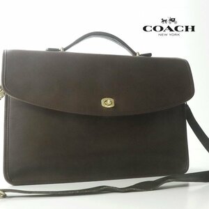 相場価格￥120,000- 美品 COACH コーチ L82-5265 牛革 フルグレイン オールレザー 2WAY ブリーフケース ビジネスバッグ ブラウン 茶