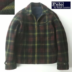 美品 Polo by Ralph Lauren ラルフローレン コットン × 圧縮ウール リバーシブルジャケット M チェック柄 ブルゾン【相場価格￥53,900- 】