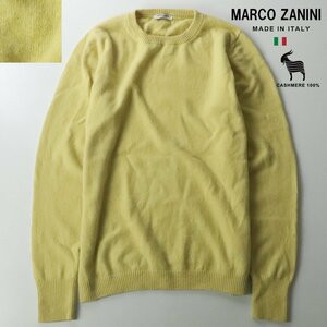 参考価格￥99,750- 美品 イタリア製 MARCO ZANINI マルコ ザニーニ 高級カシミヤ100％ クルーネック ニットセーター イエロー M トップス