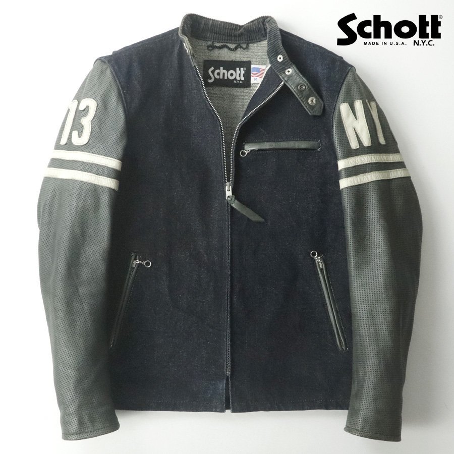 Yahoo!オークション -「schott パンチングレザー」(ライダース 