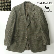 【極上！とろとろ質感】極美品 MAGKAISER マグカイザー カシミア100％ 2つボタン ブレザージャケット 千鳥格子 M【参考価格￥66,000-】_画像1