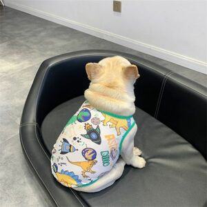 Mサイズ◆【残り数枚】犬服 中型犬用 ドッグウェア タンクトップ ユニバース柄 カットソー 新品 トップス ペット用品 新作 ペット 伸縮性