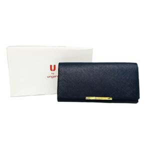 U by ungaro ユーバイ ウンガロ 2つ折り長財布 ガマ口 レザー ネイビー 美品