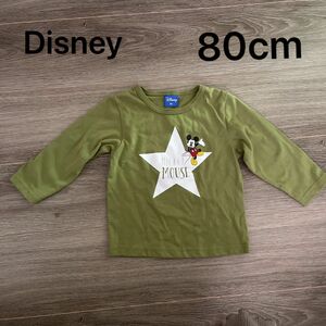 長袖 Tシャツ KIDS 子ども服 80センチ　ベビー　ミッキー　ディズニー 古着 グリーン