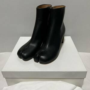 新品 MAISON MARGIELA メゾンマルジェラ レザー 足袋 タビブーツ 4.5cmヒール ショートブーツ ブラック 37 約24cm 足袋ブーツ