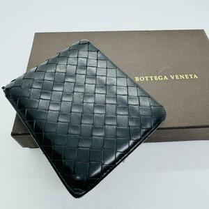 【希少品】L272 ボッテガヴェネタ コンパクト財布 二つ折り ウォレット レザー 小物 BOTTEGA VENETA 黒 ブラック