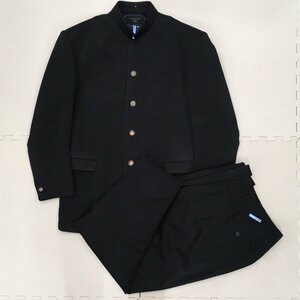 A269/A(中古)校名不明 男子制服 2点 /Cランク/L/LL/W76程度/変形/学ラン/ボンタン/冬ズボン/King Dash/黒/学生服/冬服/中学校/高校