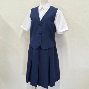 A218/L(中古)埼玉県 朝霞第四中学校 女子制服3点 /6/W75/夏ベスト/ブラウス/冬スカート/SCHOOL BEN/スクールベン/青紺/学生服/卒業生品の画像1