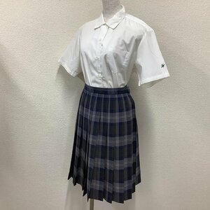 I160/Y(中古)新潟県 燕中等教育学校 女子制服2点 /大きめ/3L/W75/丈57/半袖ブラウス/夏スカート/チェック柄/TOMBOW/夏服/女子学生/学生服