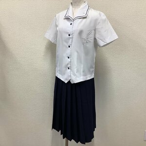 I165/Y(中古)秋田県 大曲高校 女子制服2点 /M/W63/丈68/オーバーブラウス/夏スカート/TOMBOW VAESITYMATE/夏服/夏用/学生服/校章刺繍入