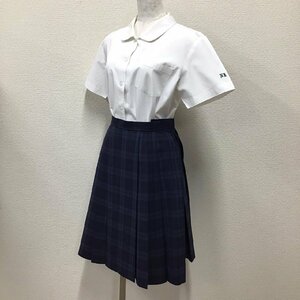 O302/(中古)香川県 高松商業高校 女子制服2点 /L/W63/ブラウス/スカート/チェック柄/夏服/夏用/中学/高校/女子学生/制服/学生服