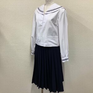 I223/Y(中古) 山形県 山形市立 第三中学校 女子制服2点 /M/W66/丈60/合服セーラー/冬スカート/紺2本ライン/KANKO/高校/制服/学生服