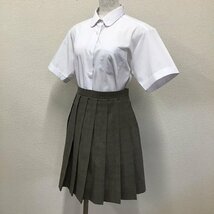 O315/T387(中古)栃木県 宇都宮市立陽西中学校 女子制服2点 /M/W63/16本/半袖ブラウス/夏スカート/TOMBOW Primary/グレンチェック/学生服_画像1