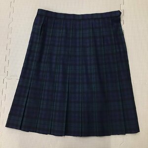 O327/(中古)兵庫県 播磨高校(姫路女学院) 女子制服1点 /旧制服/大きめ/W77/丈60/夏スカート/緑系/チェック柄/HARIMA/夏服/女子学生/学生服