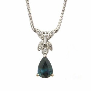 [ new goods finishing settled /S rank ]Pt900 blue tourmaline necklace Indy ko light platinum postage 880 jpy 