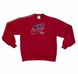 90's 米国製 MADE IN USA JERZEES ジャージーズ スウェット NIKE AIR ナイキエア ロゴ クリムゾンレッド M[ta-0921]