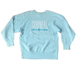 90’s 米国製 チャンピオン リバースウィーブ Champion REVERSE WEAVE コーネル大学 CORNELL 刺繍 ティファニーブルー XL [ta-0722]