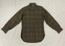 60's 米国製 ペンドルトン Pendleton ボタンダウン ウールシャツ 片ポケット オンブレ シャドウチェック ブラウン サイズS [ta-0900]_画像2