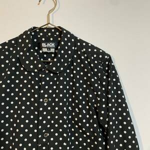 Black Comme des Garcons ブラックコムデギャルソン　水玉　ポルカドット　シャツ　L shirts homme plus コムコム　tricot sacai 丸襟　