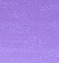 B-089-g番 正絹縮緬地端切れ（ハギレ はぎれ）薄紫色 紗綾型・花模様 表地用 中厚地 3８.5センチ×80センチ 訳あり_画像1