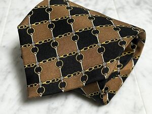 699 иен ~ FENDI Fendi галстук Brown черный блок проверка общий рисунок FF Zucca 