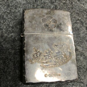 A11187 CAPKOM 鬼武者3 ZIPPO 桔梗紋 エッチング彫り込み 両面リューター加工 バレル仕上げ 中古 カプコン 火花確認済み 着火未確認