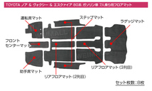 トヨタ 80系 ノア ヴォクシー エスクァイア ガソリン車/7人乗用 フロアマット ZRR80G/ZRR80W/ZRR85G/ZRR85W 8点セット ヒールパット付 黒_画像3