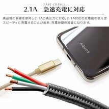 【数量限定セール】Type-C 充電ケーブル 2本セット 0.25m 0.5m 1m 1.5m 2m 高速充電 ナイロン素材 データ転送 Android Iphone15 新品_画像4