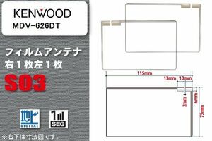 地デジ ケンウッド KENWOOD 用 スクエア型 フィルムアンテナ MDV-626DT 対応 ワンセグ フルセグ 高感度 汎用 ナビ 車載用