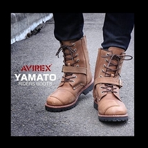 25.0cm AVIREX/アヴィレックス AV2100 YAMATO バイカーズブーツ BLACK 25.0cm 本革_画像4