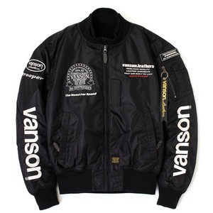 バンソン VANSON Lサイズ TVS2308W MA-1 ジャケット ブラック/アイボリー ウインター JACKET (2023-24秋冬モデル)