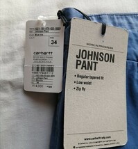 新品未使用 定価15400円 CARHARTT カーハート JOHNSON PANT ジョンソンパンツ チノパンツ 34インチ ライトブルー_画像5