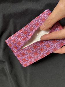 ハンドメイド　たたみへり　ティッシュケース　ポケット付　畳縁　handmade Japanese tatami edging tape　04