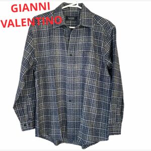 長袖　メンズ【美品】グレー　Mサイズ　シャツ　GIANNIVALENTINO チェック柄 長袖シャツ