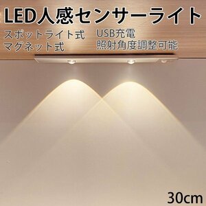 極薄 LED人体センサーライト 30CM 投射光の効果 キャッツアライト USB充電式 マグネット 屋内モーション センサーライト クロゼット