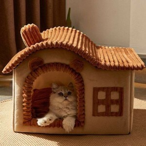 ★最安★暖か 猫 犬 ベッド ペットベッド ふわふわ もこもこ ペット用品 ハウス クッション マット柔らかい　 ☆S~L サイズ選択/1点