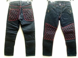 ◇即決[W32]WESTRIDE WR1109 PADD MOTO PANTS パデッド バイカー ピケ ブラック 赤ステッチ パテッドパンツ バイカー WEST RIDE■R11