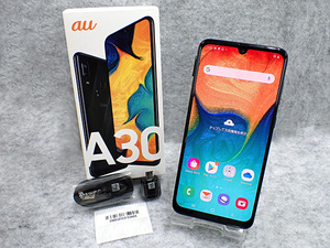 【中古】SIMロック解除 au Galaxy A30 SCV43 ブラック SAMSUNG スマホ Android 本体 SIMフリー 制限〇 一括購入(NLB152-4)